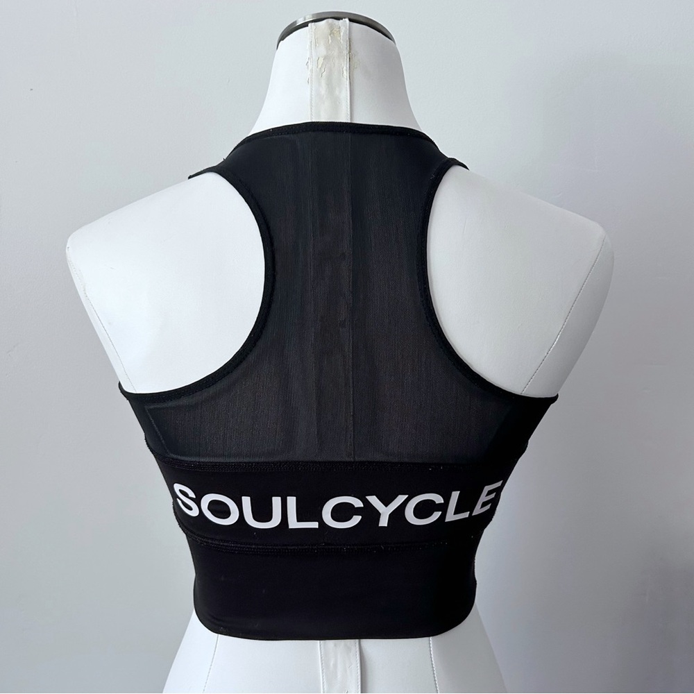SoulCycle Sports Bra Black Sheer Mesh Size Women’s Small White Racerback Cycling